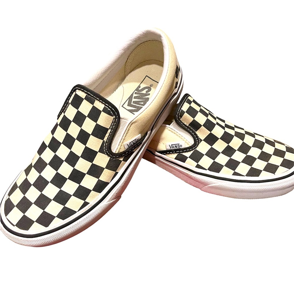 Vans Checkerboard Slip-On Sneakers in Black and White